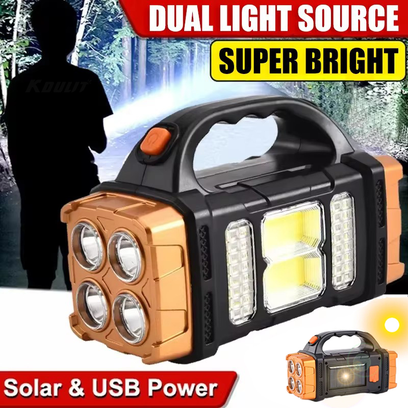 Renewable Energy Source - Multifunctional Solar Powered Rechargeable LED Flashlight