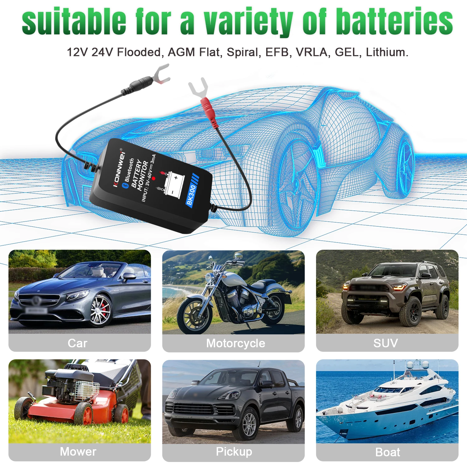 KONNWEI BK300 Lead Acid Starti - Battery Monitor Coulometer recensione e prezzo